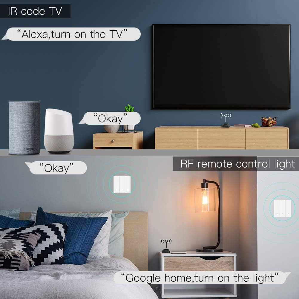 Wifi RF IR Universal Remote Controller TV Air Conditioning Smart Home Blaster Infrared RF Appliances Tuya/Smart Life App,Voice Control Alexa Google Home