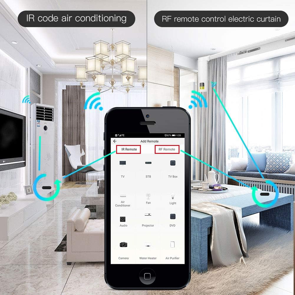 Wifi RF IR Universal Remote Controller TV Air Conditioning Smart Home Blaster Infrared RF Appliances Tuya/Smart Life App,Voice Control Alexa Google Home