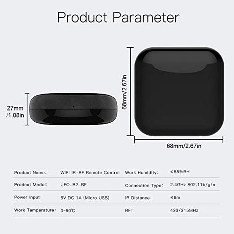 Wifi RF IR Universal Remote Controller TV Air Conditioning Smart Home Blaster Infrared RF Appliances Tuya/Smart Life App,Voice Control Alexa Google Home